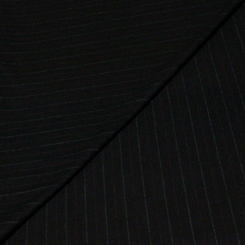 Tissu tailleur émerisé - Rayure blanche et rouge fond noir