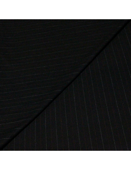 Tissu tailleur émerisé - Rayure blanche et rouge fond noir