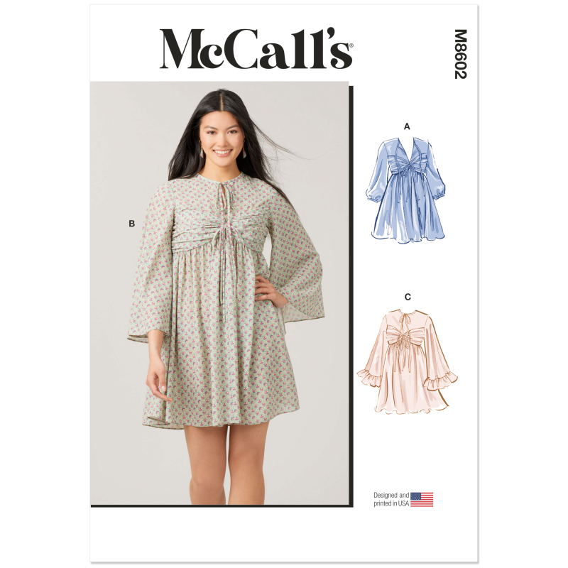 Patron McCall's 8602.K5 (36-44) - Robe babydoll à manches variées