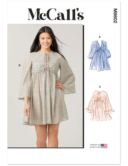 Patron McCall's 8602.K5 (36-44) - Robe babydoll à manches variées