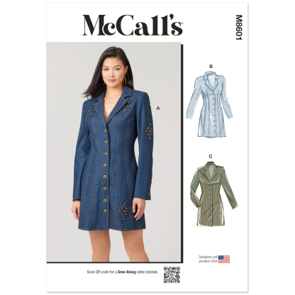 Patron McCall's 8601.U5 (44-52) - Robe boutonnée à col