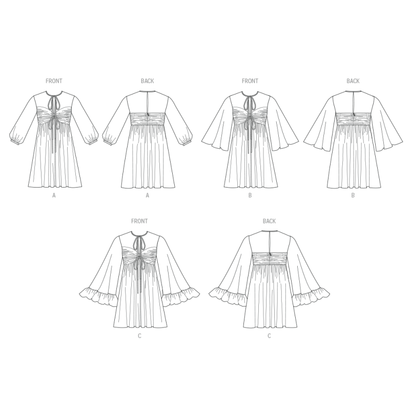 Patron McCall's 8602.Y5 (46-54) - Robe babydoll à manches variées