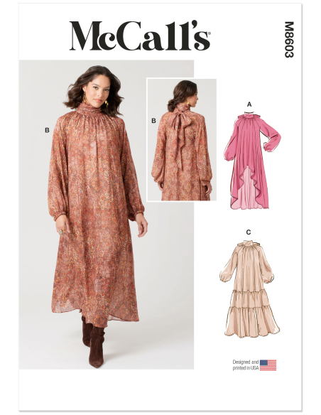 Patron McCall's 8603.D5 (32-40) - Robe ample à ourlets variés