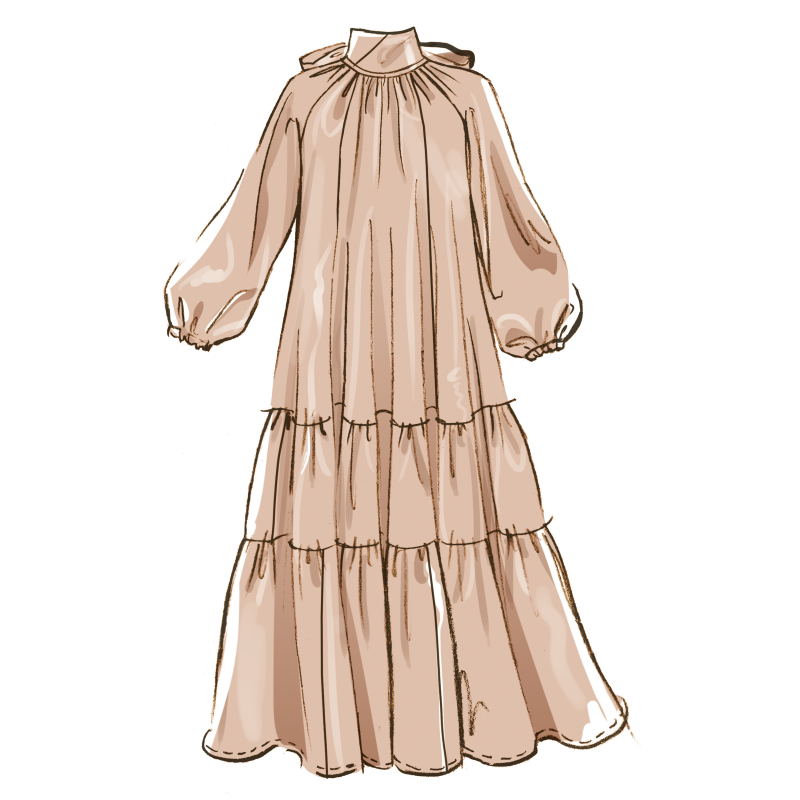 Patron McCall's 8603.D5 (32-40) - Robe ample à ourlets variés