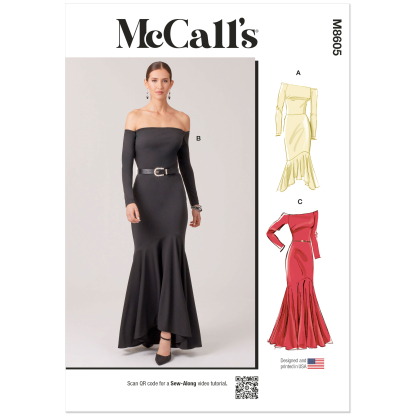 Patron McCall's 8605.R5 (42-50) - Robe bustier-épaules dénudées
