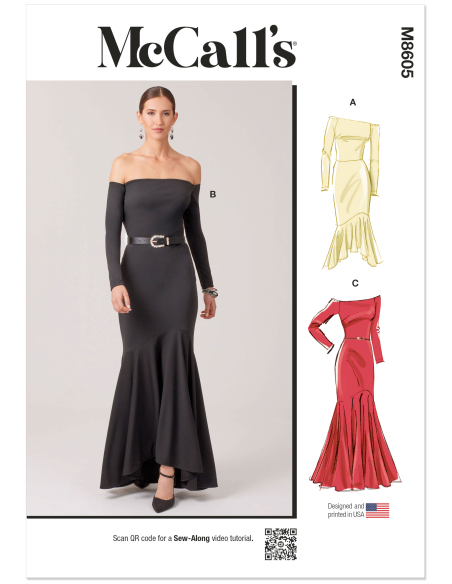 Patron McCall's 8605.R5 (42-50) - Robe bustier-épaules dénudées