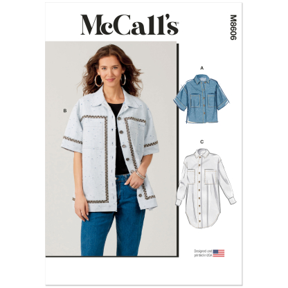 Patron McCall's 8606.H5 (34-42) - Chemise boutonnée manches variées