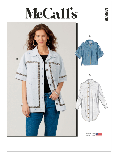 Patron McCall's 8606.H5 (34-42) - Chemise boutonnée manches variées