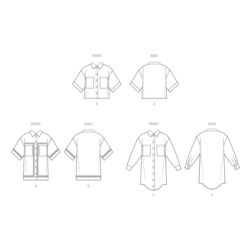 Patron McCall's 8606.H5 (34-42) - Chemise boutonnée manches variées