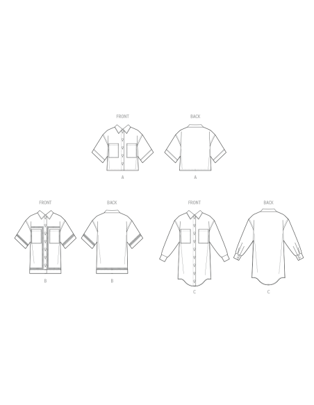 Patron McCall's 8606.H5 (34-42) - Chemise boutonnée manches variées