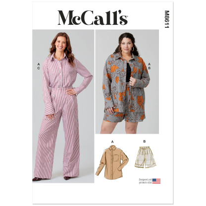 Patron McCall's 8611.BB (48-56) - Chemise boutonnée + short & pantalon coordonnés