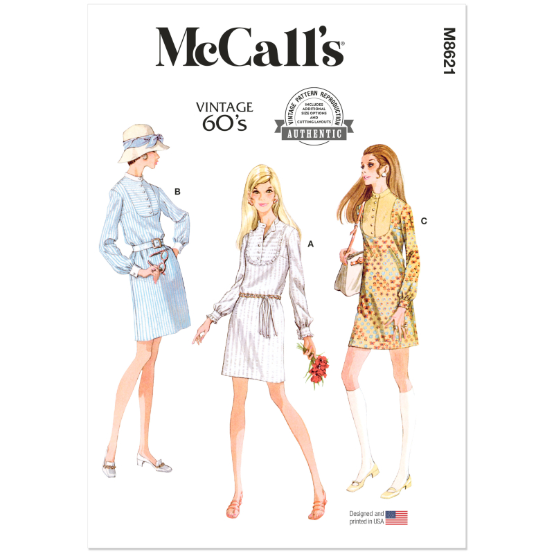 Patron McCall's 8621.K5 (36-44) - Robe-chemise vintage à boutonner
