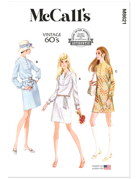 Patron McCall's 8621.K5 (36-44) - Robe-chemise vintage à boutonner