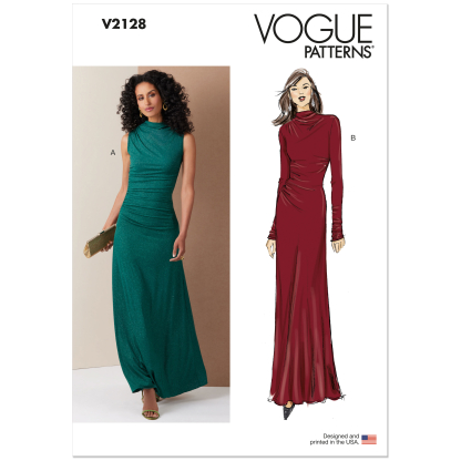 Patron Vogue 2128/B5 (36-44) - Robe longue à drapé chic