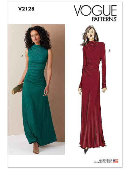 Patron Vogue 2128/B5 (36-44) - Robe longue à drapé chic