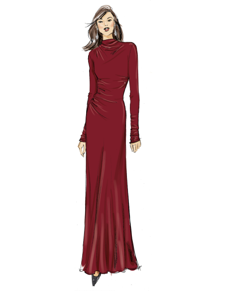 Patron Vogue 2128/B5 (36-44) - Robe longue à drapé chic