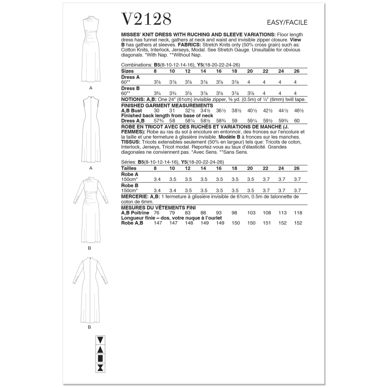 Patron Vogue 2128/Y5 (46-54) - Robe longue à drapé chic