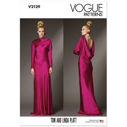 Patron Vogue 2129/D5 (32-40) - Robe longue biaisée à dos drapé