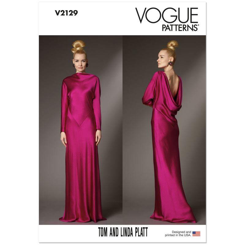 Patron Vogue 2129/D5 (32-40) - Robe longue biaisée à dos drapé