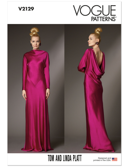 Patron Vogue 2129/D5 (32-40) - Robe longue biaisée à dos drapé