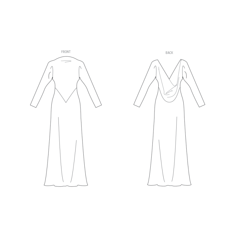 Patron Vogue 2129/P5 (40-48) - Robe longue biaisée à dos drapé