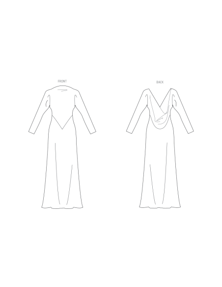 Patron Vogue 2129/P5 (40-48) - Robe longue biaisée à dos drapé