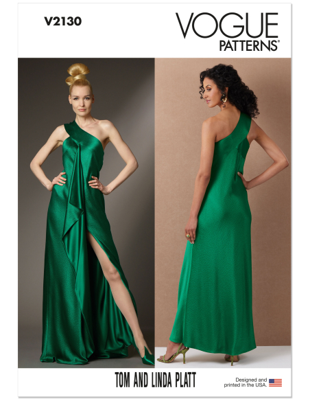 Patron Vogue 2130/R5 (40-50) - Robe une épaule coupe biaisée