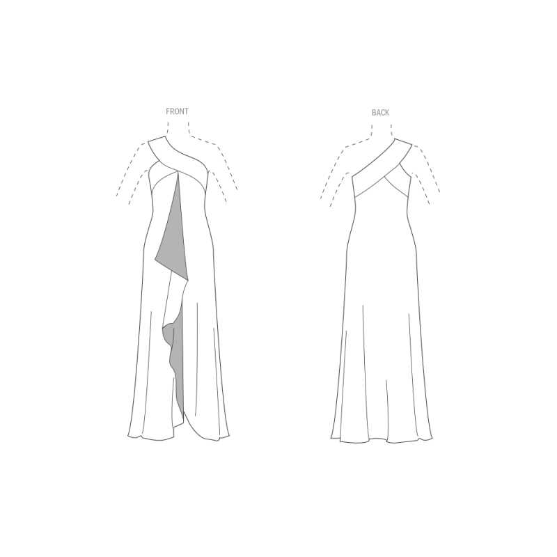 Patron Vogue 2130/R5 (40-50) - Robe une épaule coupe biaisée