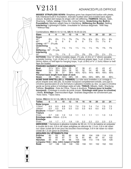 Patron Vogue 2131/U5 (44-52) - Robe bustier élégante