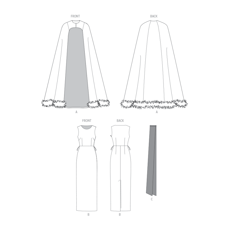 Patron Vogue 2132/B5 (36-44) - Cape longue & robe fourreau