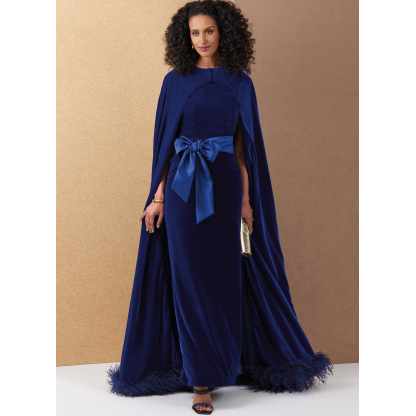 Patron Vogue 2132/Y5 (46-54) - Cape longue & robe fourreau 2