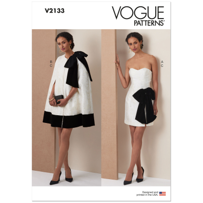 Patron Vogue 2133/H5 (34-42) - Cape courte & robe ajustée avec nœud amovible