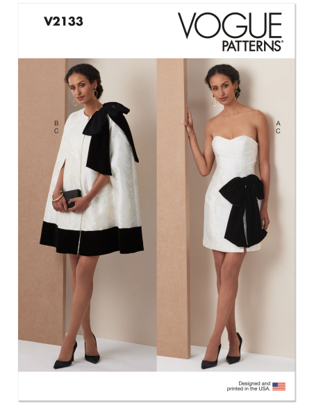 Patron Vogue 2133/H5 (34-42) - Cape courte & robe ajustée avec nœud amovible