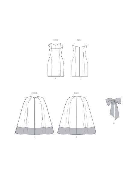 Patron Vogue 2133/H5 (34-42) - Cape courte & robe ajustée avec nœud amovible