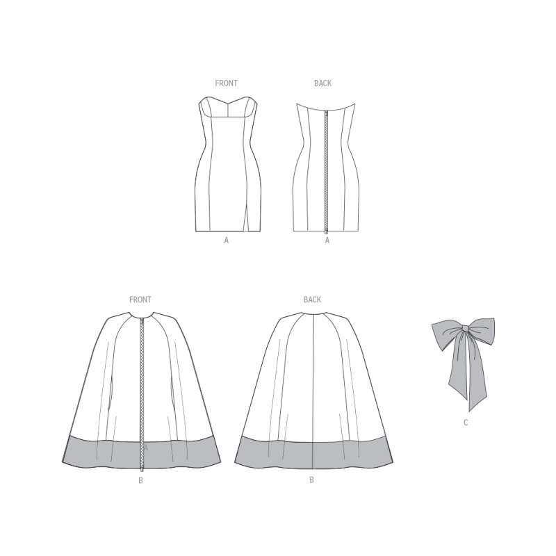 Patron Vogue 2133/U5 (44-52) - Cape courte & robe ajustée avec nœud amovible