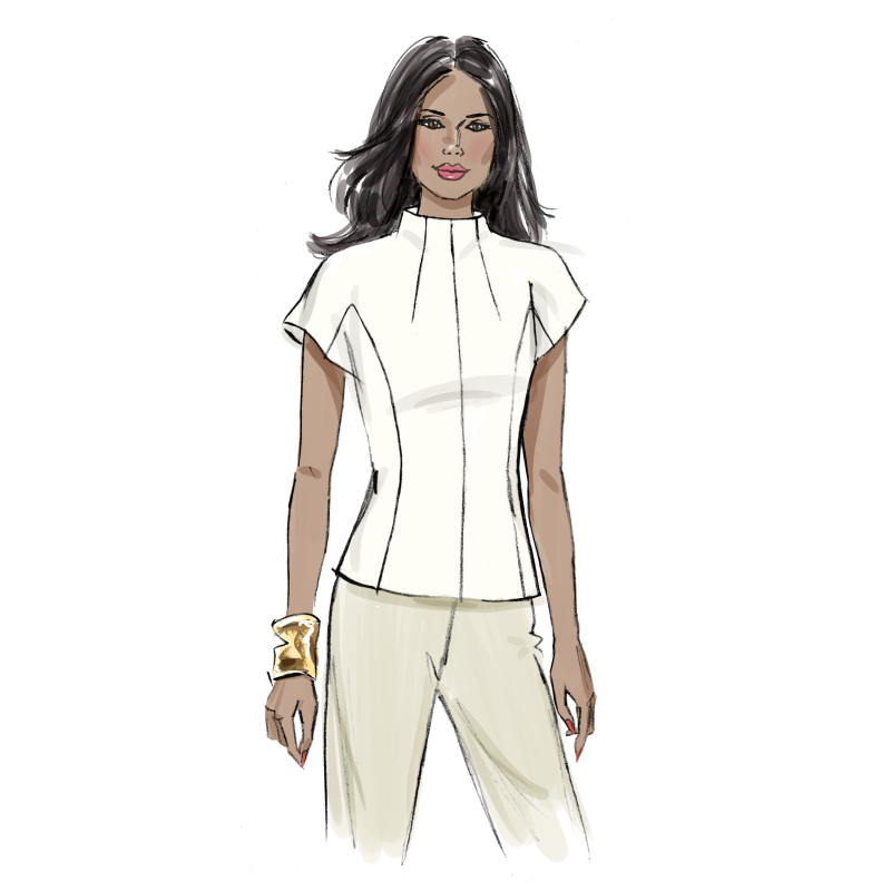 Patron Vogue 2134/U5 (44-52) - Top élégant à encolure entonnoir