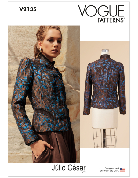 Patron Vogue 2135/U5 (44-52) - Veste doublée à boutons & découpes princesse