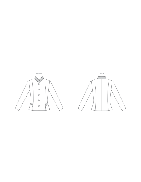 Patron Vogue 2135/U5 (44-52) - Veste doublée à boutons & découpes princesse