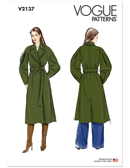 Patron Vogue 2137/B5 (36-44) - Trench-coat double boutonnage avec ceinture