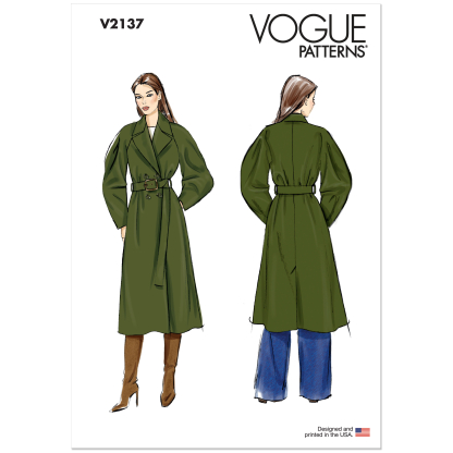 Patron Vogue 2137/Y5 (46-54) - Trench-coat double boutonnage avec ceinture