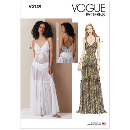 Patron Vogue 2139/U5 (44-52) - Robe lingerie longue élégante