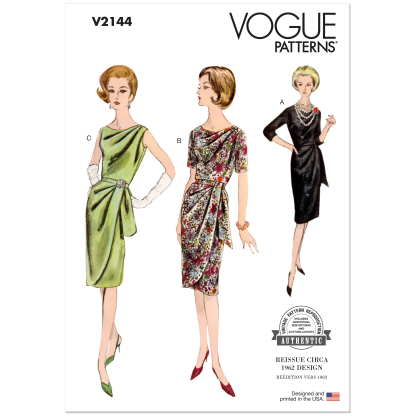 Patron Vogue 2144/B5 (36-44) - Robe drapée vintage et ceinture