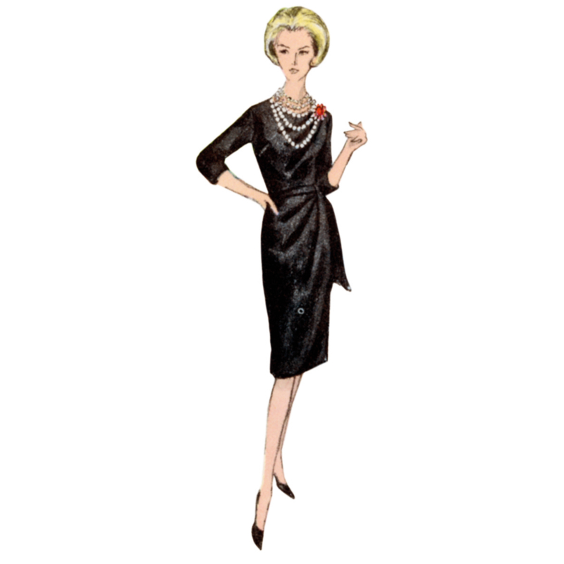 Patron Vogue 2144/B5 (36-44) - Robe drapée vintage et ceinture