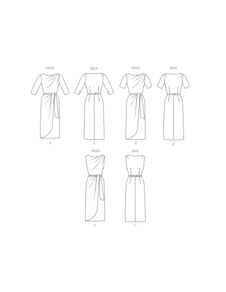 Patron Vogue 2144/B5 (36-44) - Robe drapée vintage et ceinture
