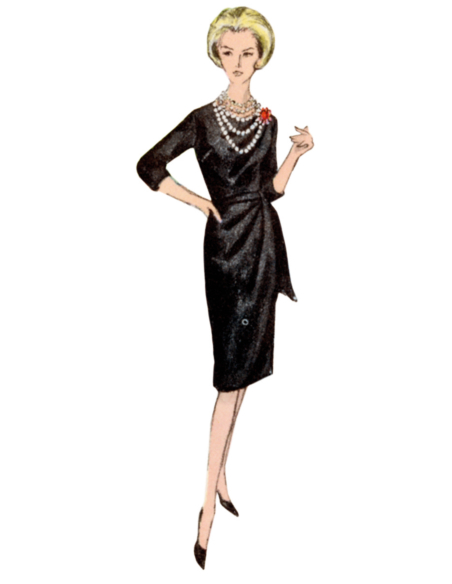 Patron Vogue 2144/Y5 (46-54) - Robe drapée vintage et ceinture