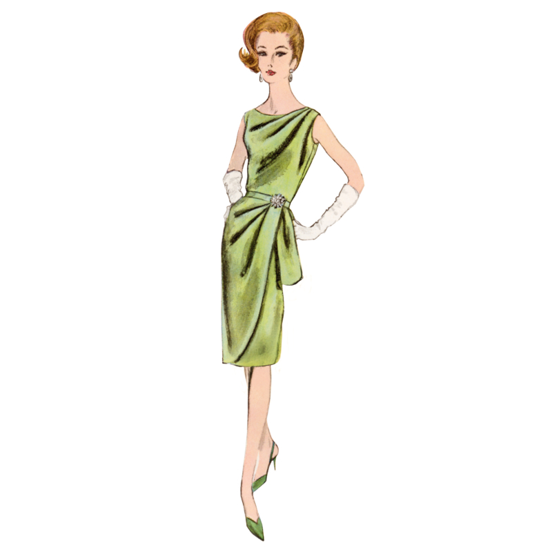 Patron Vogue 2144/Y5 (46-54) - Robe drapée vintage et ceinture