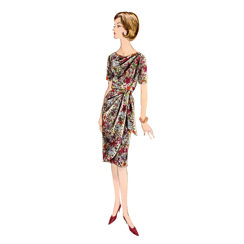 Patron Vogue 2144/Y5 (46-54) - Robe drapée vintage et ceinture
