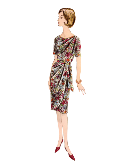Patron Vogue 2144/Y5 (46-54) - Robe drapée vintage et ceinture