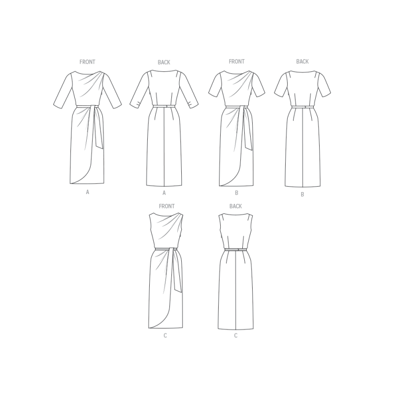 Patron Vogue 2144/Y5 (46-54) - Robe drapée vintage et ceinture