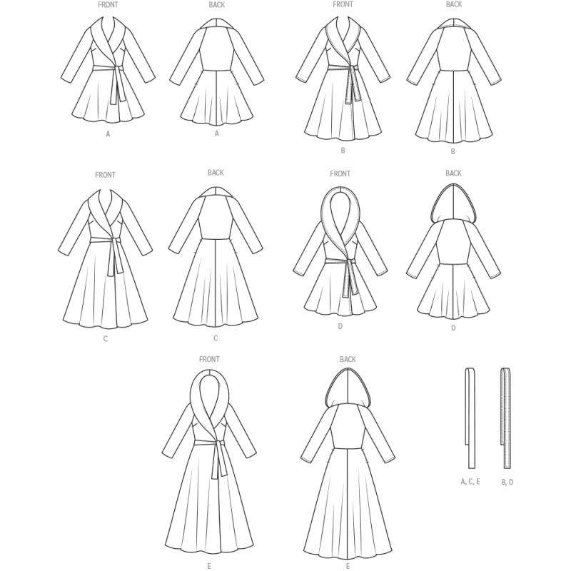 Patron Vogue 2145/Y5 (46-54) - Manteau portefeuille doublé & ceinture